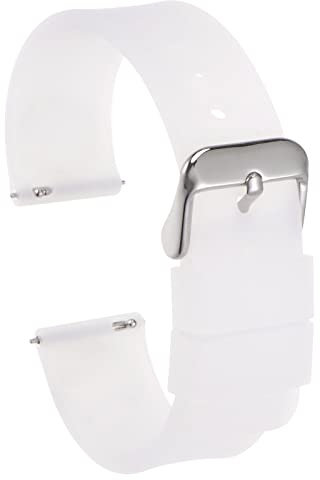 sourcing map Bracelet de Montre Silicone 14mm Largeur Souple Dégagement Rapide Caoutchouc Remplacement Montre Bande avec Inox Acier Boucle pour Homme Femme, Transparent