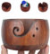 Aeeque Garnschale Große, Holz Wollschale mit Deckel, Strickschüssel Gran Schale mit Garnloch, Trikolore Holzschale für Stricken Häkeln, Häkelwerkzeugschale Wollhalter