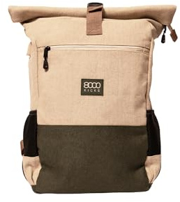 8000Kicks Everyday Hanf-Rucksack | Rolltop-Rucksack mit erweiterbarem oberen Teil | Leicht und wasserabweisend | Mit Anti-Diebstahl-Tasche und geräumigem Innenraum