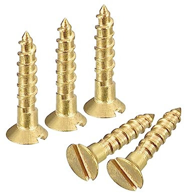 sourcing map Laiton Bois Vis, 25pcs M1.6 x 8mm Fente Emplacement Plat Tête Auto Taraudage Vis Tête Fraisée pour Travail Bois Meubles