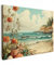 MuchoWow© Impressions sur Toile 40x30 cm Deco Tableau Murale Decoration Salon Peinture Tableaux Chambre Toiles Maison Vintage - Mer - Roches - Plantes - Nature
