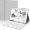 JADEMALL Coque Clavier pour iPad 10.2, iPad 9e/8e/7e Génération 2021/2020/2019, AZERTY Français Clavier sans Fil Housse avec Pen Holder pour iPad 9eme/8eme/7eme Generation, Gris Clair