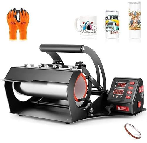 Tumbler Heat Press Machine, Mug Heat Press Machine for 11-15oz Skinny Tumbler Sports Bottle Sublimation Cups Hot Transfer Printing, Adjustable Time Temperature