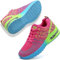 Maxome Zapatillas deportivas para mujer, con cámara de aire, ligeras, transpirables, de malla, antideslizantes, informales, para gimnasio, tenis, trotar, Bluepink, 38 EU