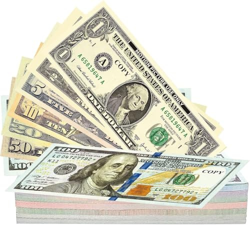 Lot de 120 Pièces Prop Money Faux Billets Dollar - Argent Fictif Billets en Jouets, Prop Money Dollar pour Film, Billets de Dollar, Jeux de Casino ou Farces, Accessoire de Cinéma et Théâtre
