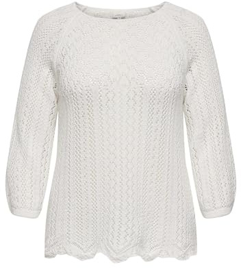 ONLY Carmakoma Damen Carnola 3/4 Pullover KNT Noos, Cloud Dancer, M EU