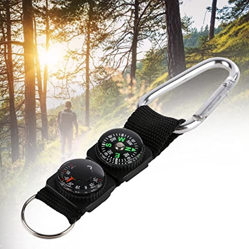 Qukaim Thermometer, Mini-Thermometer, tragbar, wasserdicht, Kompass, Schlüsselanhänger für Outdoor, Camping, Wandern