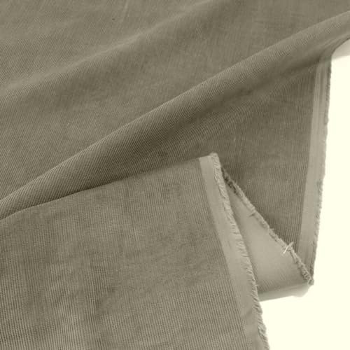 TOLKO 1m Baby Cord Stoff | feiner Baumwoll Cordsamt | Bekleidungsstoff für Hosen Jacken Kleider | weiche querelastische Meterware 140cm breit | uni Baumwollstoffe Nähstoffe günstig kaufen (Khaki)