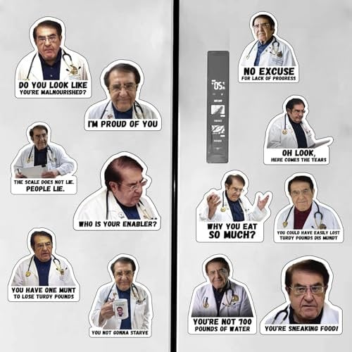Kosinso 12 PCS Dr. Nowzaradan Magnet, Humorous Fridge Magnet, Celebrity Magnet, White Plastic, 12 Count