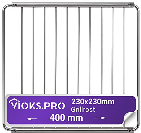 Viоks.pro Parrilla de acero inoxidable extensible, universal, 230-400 x 230 mm/rejilla para horno, rejilla ampliable, rejilla de acero inoxidable para horno y horno