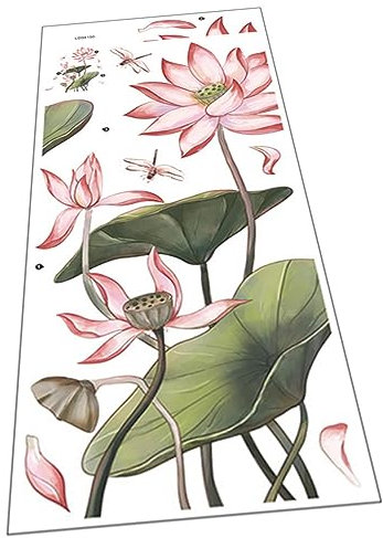 Hoement Lotusblumen Wandaufkleber Mit Blättermuster Selbstklebend Für Wohnzimmer Und Schlafzimmer Abnehmbar Und Diy-freundlich