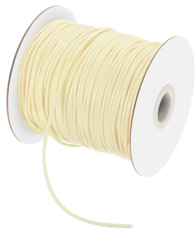 sourcing map Waxed Cord 2mm Waxed Polyester Cord 98 Yard Wax String for Bracelet Making, Necklaces, Beading, Jewelry Making and DIY Crafts(Beige)