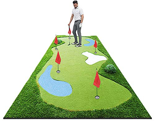 Golf Putting Mat Golf Putting Mat With Golf Clubs, Indoor & Outdoor Golf Green Mat For Home/Office/Patio, Artificial Grass Golf Mat (Color : Style 3, Size : 1.5x3.5m)