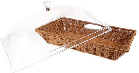 LALADEFIEE 1 Juego Cesta de Pan con Tapa Canasta de Frutas y Verduras Bandeja Rectangular de Mimbre cestas almacenaje Cesta almacenaje Cesta de Almacenamiento Tejida para Frutas Reutilizable
