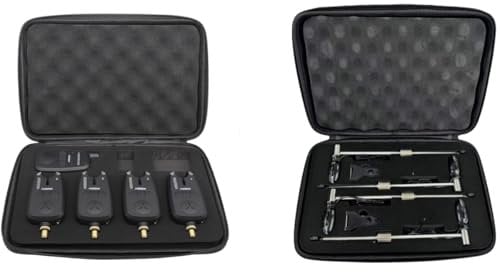 AGEM Bissanzeiger Angeln Set 4+1 mit Funk Karpfen LED Wasserdicht Angelzubehör Funkbissanzeiger 150m (298(4+1) SW18)