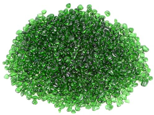 M METERXITY High Luster Round Fire Glass Beads, Glass Gems, Glass Pebbles, Glass Marbles for Vases/Fire Pit/Crafts/Aquarium/Garden Decorations 6-9mm, 350g/0.77-Pound [Green]