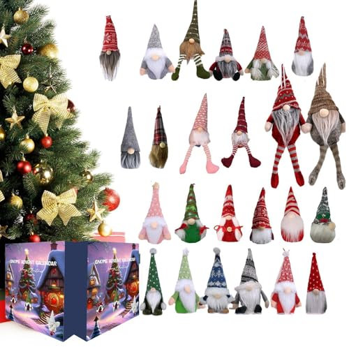 Calendario 'avvento natalizio 2024 per bambini e adulti, calendario 'Avvento natalizio con gnomo, 24 giorni, ciondoli natalizi, calendario per conto alla rovescia, decorazioni natalizie,