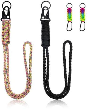 CHSEROK Schlüsselband mit Karabiner & Lanyard, 2 Stück Paracord Schlüsselanhänger 55 cm - Pantone Schlüsselband für Ausweise, Kamera, Schlüssel - Halsband und Seil Design