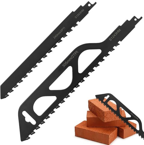 ADNEWX Juego de 2 hojas de sierra de sable para piedra, metal duro HM 240, 305 mm, hoja de sierra para hormigón celular, madera, piedra, cortes, accesorios para sierra de sable Einhell Dewalt, Bosch,