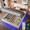 Lit 160x200 avec Sommier LED et USB, Lit Coffre 160x200 avec 2 Lampes de Lecture et Tete de Lit, Lit Double avec à Lattes, Lit 2 Personnes Lit Rembourré Cadre de lit 160x200 Beige(Sans Matelas)