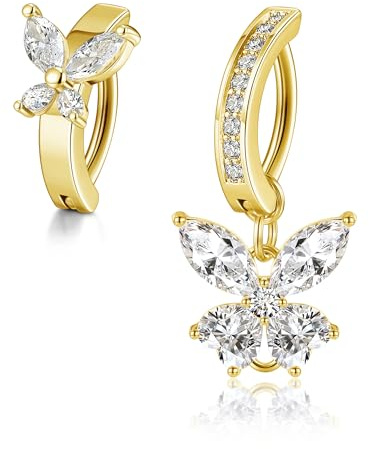 JSDDE 2 Stück Bauchnabelpiercing Ring 14ga 10mm Bauch Clicker Piercing Schmetterling Bauchnabelringe Gold