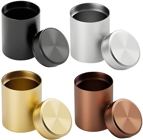 4PCS Smell Proof Jar, Stash Jar, Air Tight Jars, Smell Proof Pot, Portable Small Airtight Jar,Multipurpose Storage Container for Spices, Coffee and Teas (Black Silver Gold Coffee)