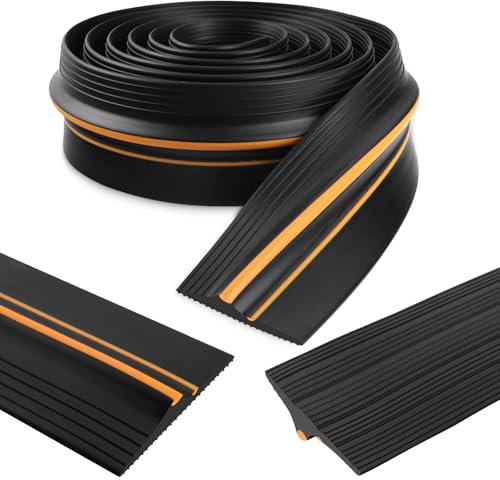 Joint de porte de garage Joint de seuil de porte de garage en caoutchouc Joint de sol étanche Bandes d'étanchéité pour garages Entrepôts (80mm×14mm×3m, noir)