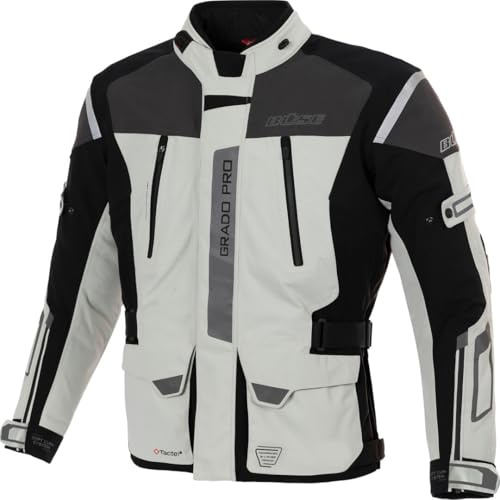 Büse Grado Pro wasserdichte Motorrad Textiljacke, hellgrau/schwarz, 58