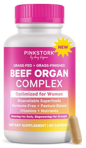 Pink Stork Beef Organ Supplement for Women, Clean Label, 60 Capsules