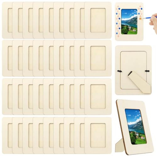 36 PCS Wooden Picture Frames - 3 x 5 in Unfinished Wooden Craft Frames,Paintable Display Pictures Photo Frame Craft Frames Set for DIY Projects,Home Decorations