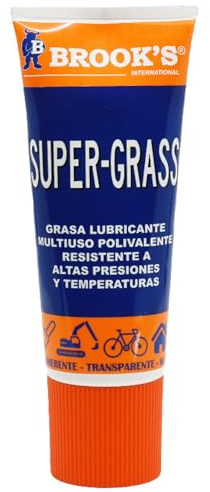 Grasa Lubricante Super-Grass 200g,Fabricado en España–Multiuso,Alta Presión y Temperatura–Para Engranajes de Desbrozadoras, Sulfatadoras, Agricultura y Bricolaje, Punta en forma de Canula