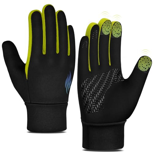OOPOR Gants de cyclisme d'hiver pour enfant - Gants chauds pour écran tactile - Gants d'hiver - Gants de course - Imperméables - Coupe-vent - Avec antidérapants - Pour garçon et fille - 4 à 12 ans