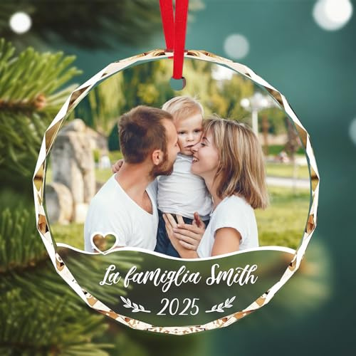 Palline di Natale Personalizzate con Foto, Decorazione Natalizia in Cristallo Personalizzata，Decorazioni Albero di Natale Personalizzate 2025, Regali di Natale per la Famiglia, Gli Amici e I Bambini