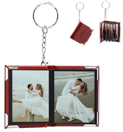 yrozvw Benutzerdefinierte Fotos Album Keychain mit Bildern Personalisierte Leder Schlüsselanhänger Tasche Mini Album Memorial Geschenk für Weihnachten, Geburtstag