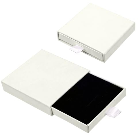 2 Stück Schmuckschachtel Schmuckbox Geschenkschachtel Schmuckkästchen Klein Geschenkbox Klein Geschenkverpackung Schmuck Geschenkbox für Geburtstag Halskette Armband(8 * 8 * 1.8cm,Cremeweiß)