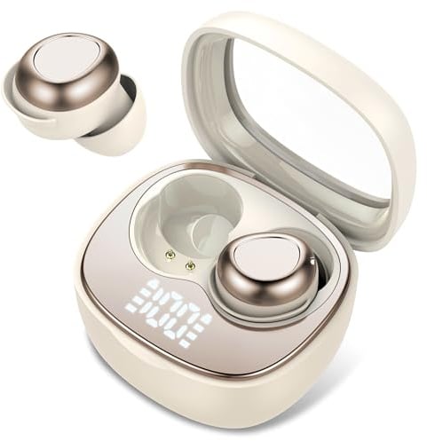 Doubc Mini cuffie per dormire, Bluetooth 5.4, in-ear, senza fili, con 25 ore di autonomia, morbide, suono delicato, comode da indossare, senza sensazione di pressione, beige