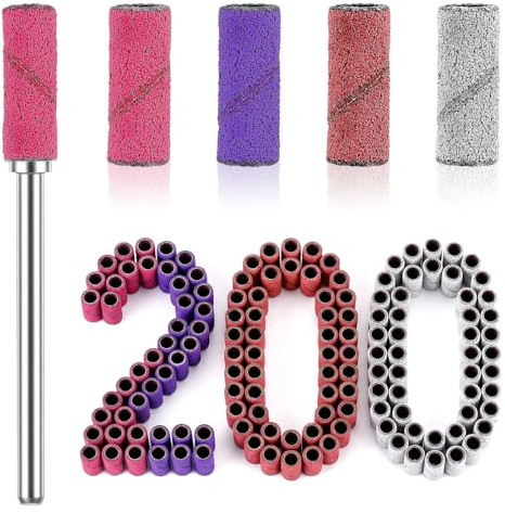 Amabro 200pcs Grit Mini Sanding Bands for Belts 2pcs Sandpaper Bearings Set