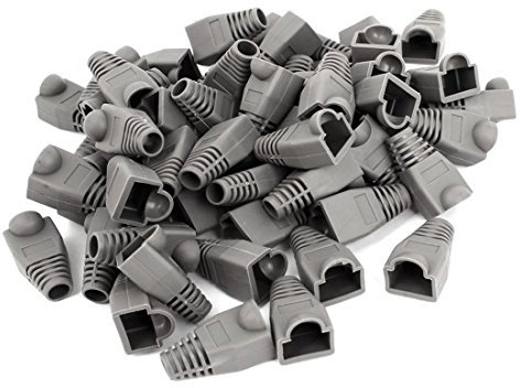 Copapa Lot de 100 Manchons en Plastique Souple pour câble Ethernet RJ45 Cat5 CAT5E CAT6 CAT6E Gris