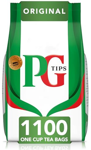 PG Tips Original | Black Tea Bags Bulk | One Cup | Refreshing & Flavourful | Ideal For Office Catering | 1100 Plant Based Biodegradable Square Teabags
