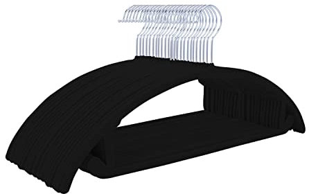 Premium-Samt-Kleiderbügel, robust, rutschfest, Keine Schulterbelastung, Anzug-Kleiderbügel, verchromte Haken, platzsparende Kleiderbügel, abgerundete Kleiderbügel für Mäntel, Pullover, Jacken, Hosen,