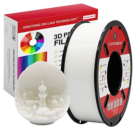 PLA 3D Printer Filament 1.75mm, 3D Printing Material, +/- 0.02mm Accuracy, 1kg/Spool (2.2 LBS) for 3D Printers, White PLA