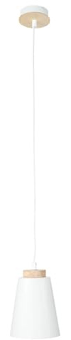 Licht-Erlebnisse Pendellampe aus Metall & Holz in weiß skandinavisch E27 Ø14cm für Esszimmer Küche Wohnzimmer Hängelampe Hängeleuchte Decke