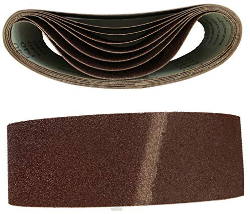 Goodway Lot de 10 bandes abrasives en tissu 75 x 457 mm | Grain 120 | Liant en résine synthétique | Bandes abrasives pour ponceuse à bande | Idéal pour le bois, le métal, la peinture et la rouille |