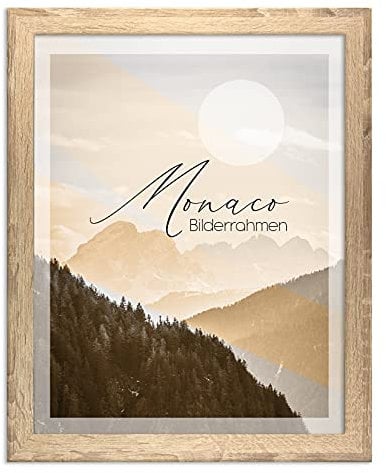 BIRAPA Monaco Bilderrahmen Holz 40x50 cm Sonoma Eiche - Wechselrahmen Bilderrahmen Plexiglas - für Fotos, Bilder & Poster