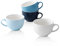 KOOV Jumbo Suppentasse Suppentasse mit Henkeln Keramik Schüssel Set Breit Groß Becher 4er Set 680ml Blau Set