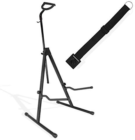 Saintfield Studios - Verstellbarer Ständer für Cello aus Stahl mit Bogenhalterungshaken in mattem Schwarz - Faltbare und tragbare Bodenstativständer - Komplett mit Endpin-Ankerstopper