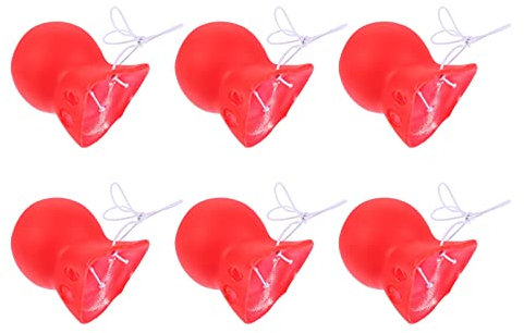 Amosfun 6Pcs Red Circus Clown Nase Hupen Quietschen Clown Nase Gummi Clown Nase für Kinder Und Erwachsene Cosplay Kostüm Liefert