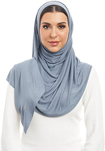Kashkha Hijab Damenschal, sofort einsatzbereit, Blau / Grau