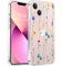 Unov Case Compatible with iPhone 13 Mini Case Clear with Pattern Slim Protective Soft TPU Bumper Embossed Design 5.4 Inch (Flower Art)