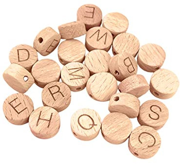 Gotetiso Holzbuchstaben Deko 52 Stück Buchstabenperlen Holz Perlen Holzperlen mit Buchstaben Natürliche Holz Alphabet Perlen Holzperle zum Basteln für DIY Handwerk